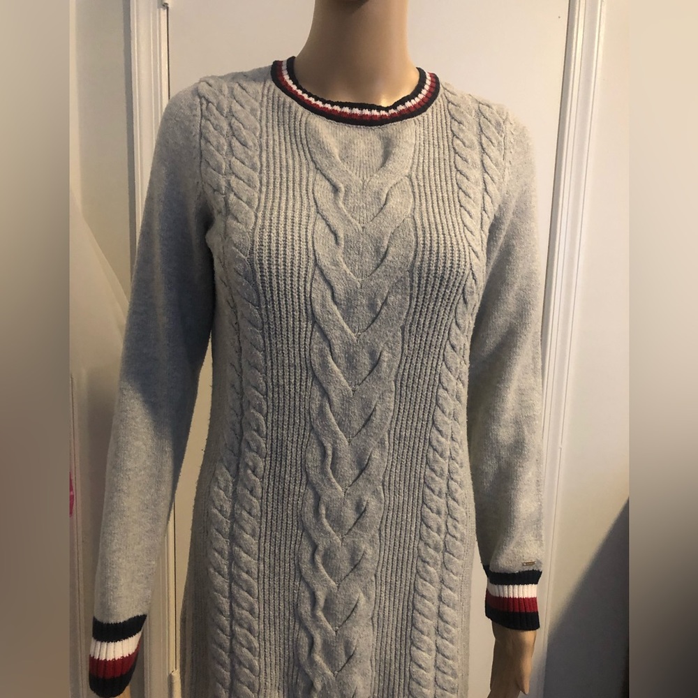 Tommy Hilfiger grey cable knit sweater dress